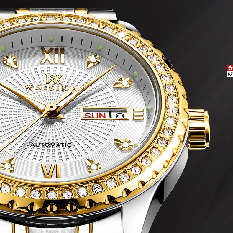 WEISIKAI 286B Männer Uhren Neue TOP Marke Luxus herren Uhr Mit Box Wasserdicht Leucht Kalender Automatische männer Mechanische Uhren