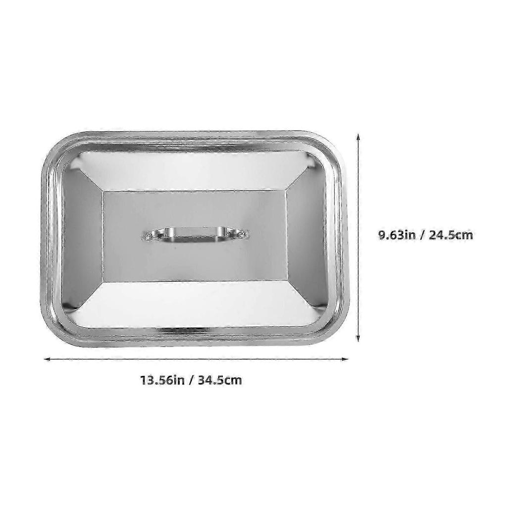 2026 Best!! Rectangle Tray Covers Stainless Steel Baking Pan Cover For Home Gatherings Picnics Outdoor BBQ Silver 34.50X24.50X5.00CM Freshness Mainten
