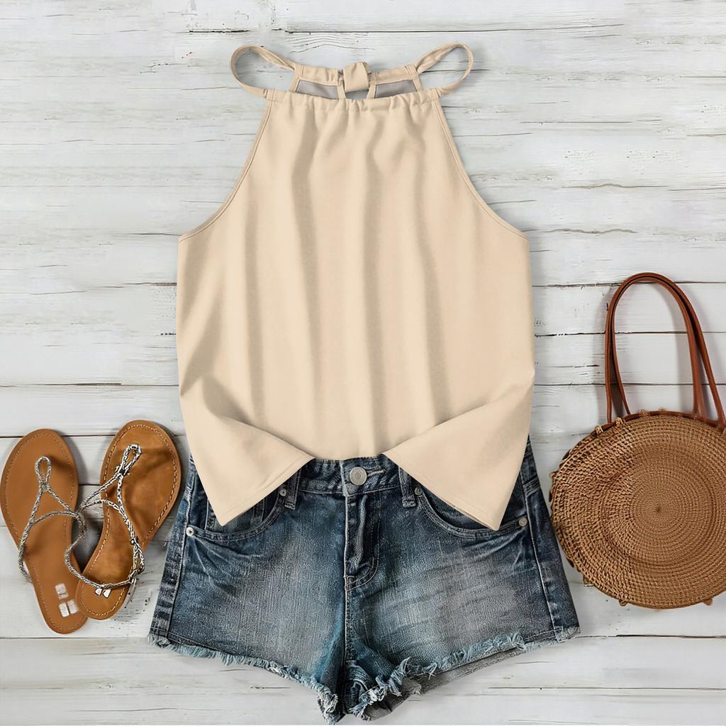 Women’s Bohemian Sleeveless Tank Top with Neck and Relaxed Fit for Outdoor and Casual Wear Comfortable Layer