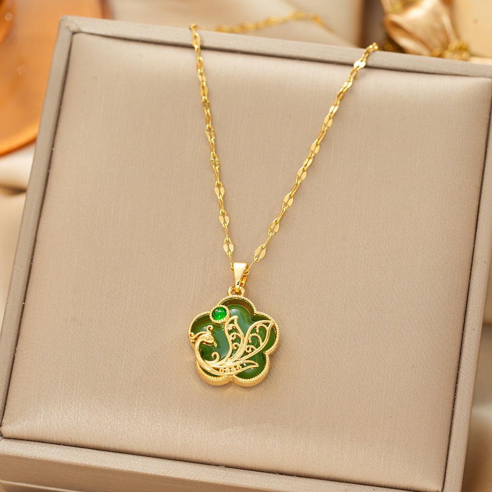 Japan and South Korea Simple Popular Wind Titanium Steel Necklace Female Niche Exquisite Internet Celebrity Zircon Clavicle Chain High-end Jewelry