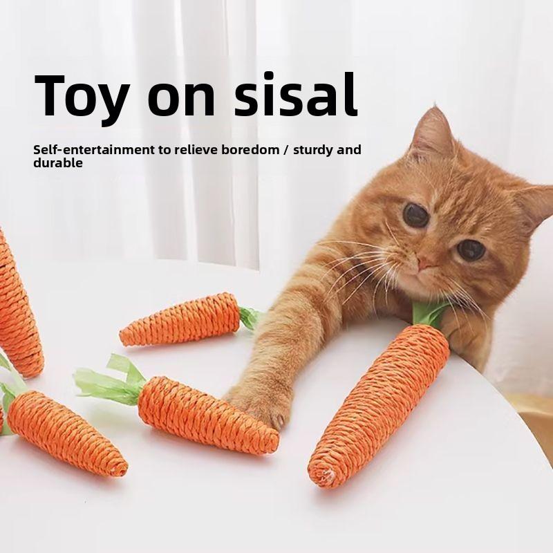 Pet Cat Toy, Biting Toy, Cute Paper Rope, Carrot, Interactive Cat Toy, Making Sounds