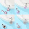 Authentic copperBlue Zircon Heart Pendant Luminous Crown Charm Bead Charms Bead Compatible With Bracelets Accessory Fine Valentines Day Gift Diy Set