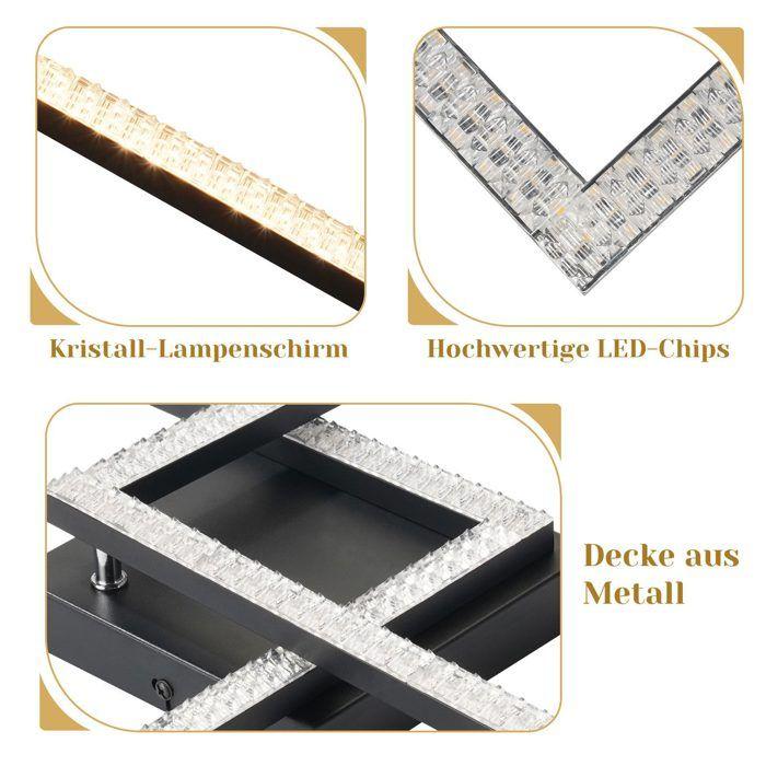 Plafonnier LED - NETTLIFE - Cristal 24W - 46 cm - Noir - 3000K Blanc chaud