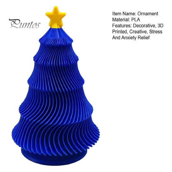 Travel Fidget Gadget 3D Printed Christmas Tree Toy, Lightweight Mini Desktop Ornament, Anxiety Relief Spinner Decompression Hand Toy for And