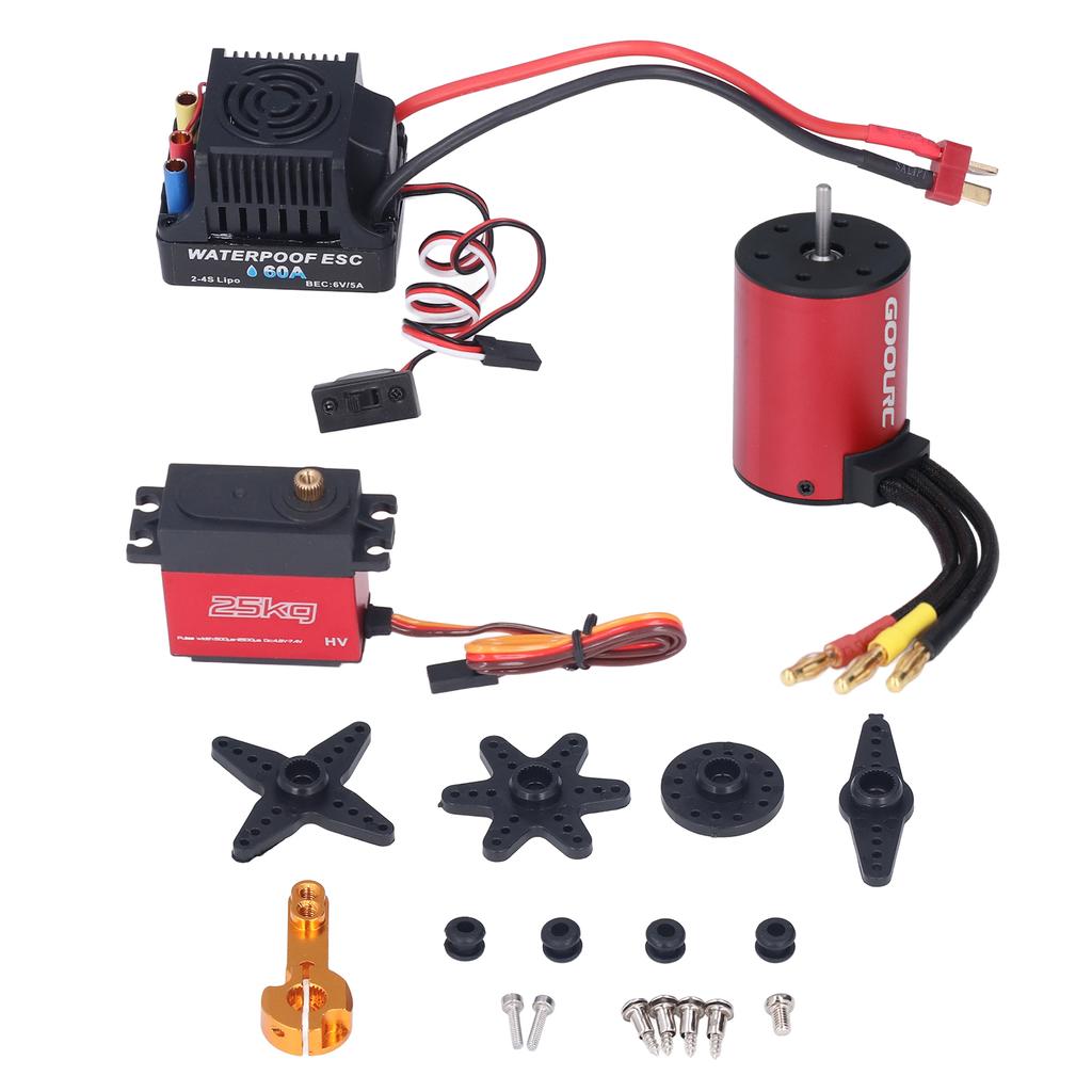 S3650 5200KV Brushless Motor Kit with 60A ESC 25KG Metal Steering Gear for 1 10 1 8 RC Car