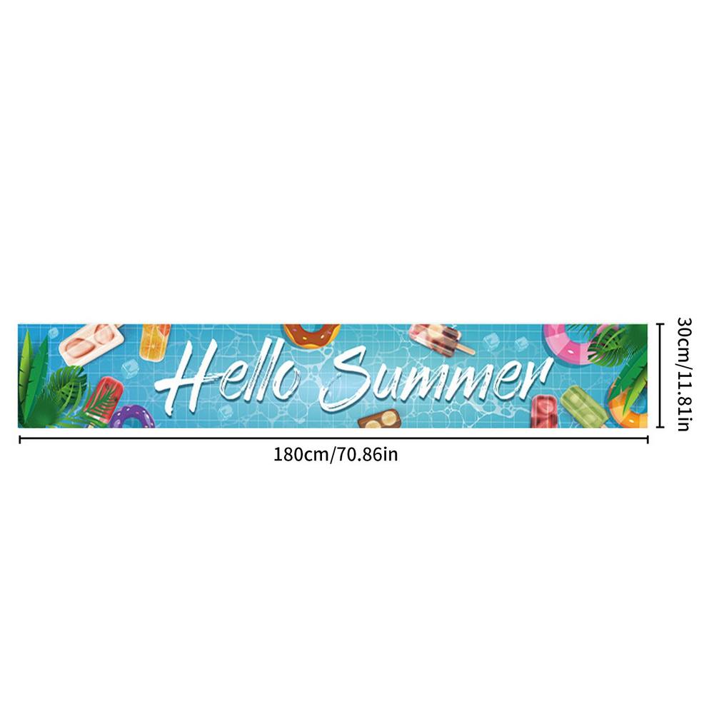 Summer Fence Banner Holiday Party Banner Backdrop Yard Indoor Outdoor Decoration Photo Booth Background For Tropical Tiki Themed