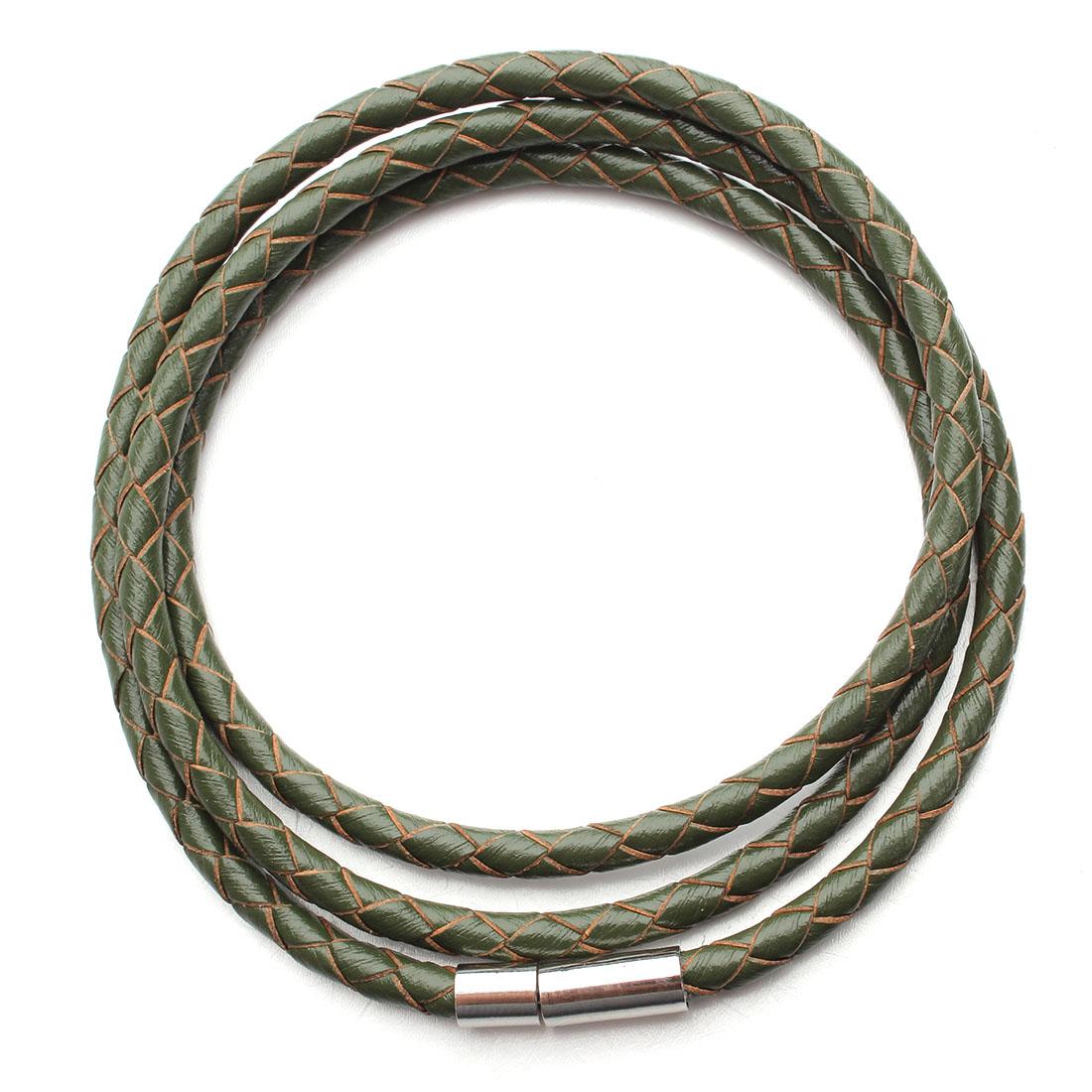 

4mm Genuine Braided Men Women Leather Bracelet With stainless steel rotary buckle For DIY Bracelet Jewelry Making зелёный