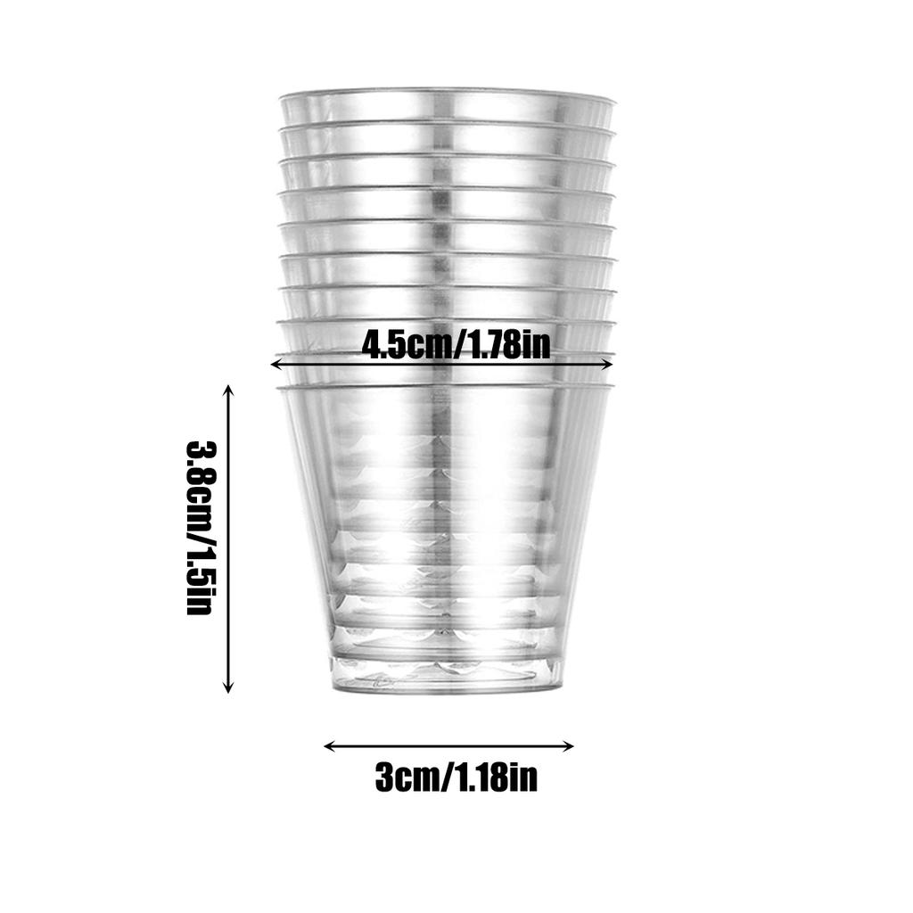 50pcs Crystal Clear Plastic Shot Glasses 1oz, Mini Cups for Wine Tasting, Condiments, Party - Gold Disposable