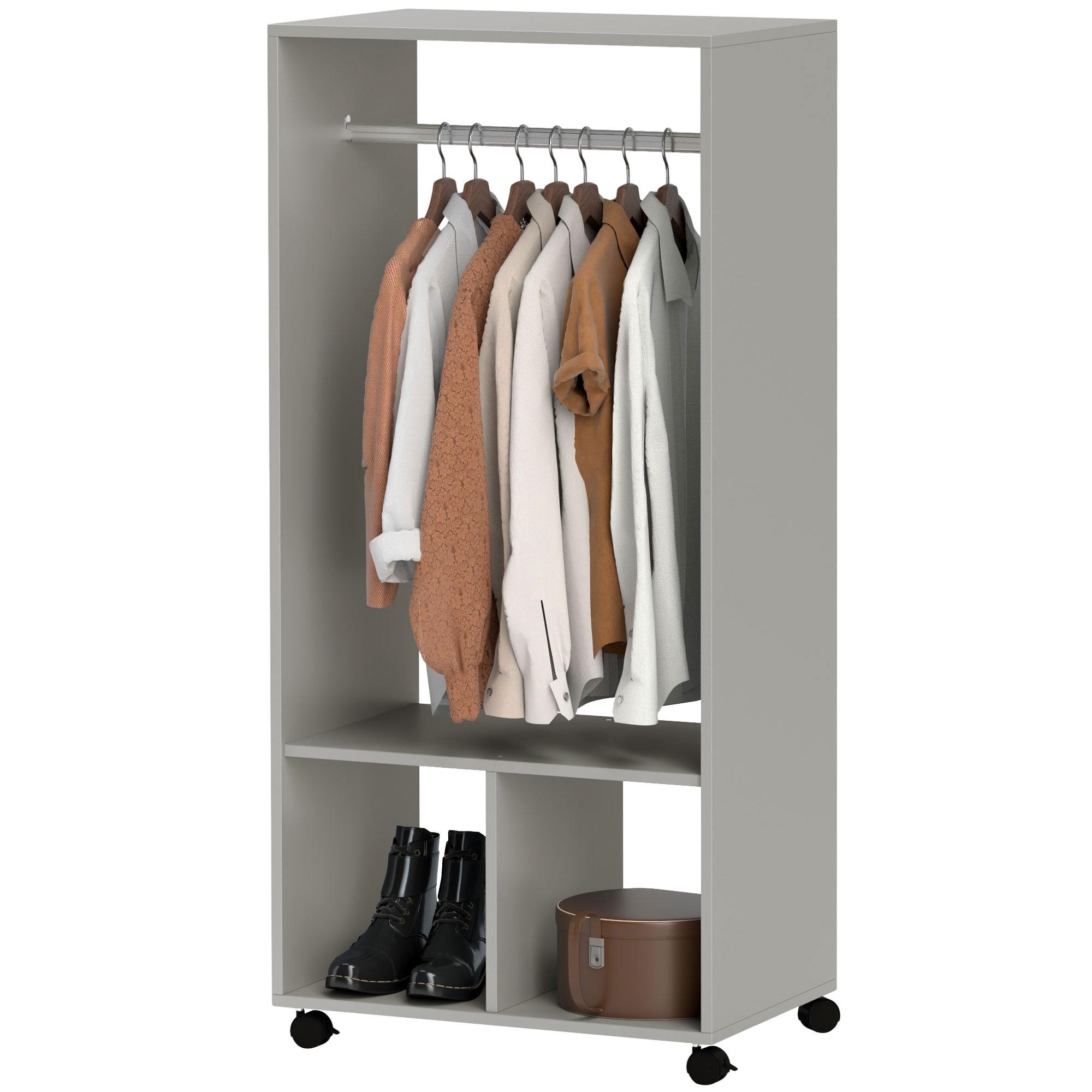 Szafa Garderoba Półka 2 Komory Szafa 4 Kółka Obrotowe Dim. 60L X 40S X 128W Cm Szary