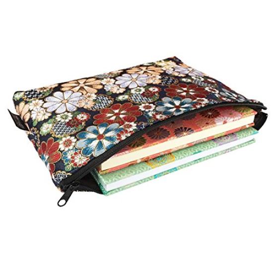 Senshishuin Nishijin Brocade Stamp Book Case Colored Flowers In Full Bloom Pouch/Shrine (Lined) - (Size M)