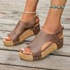 Plus Size Wedge Sandals Fall 2025 New Fishmouth Platform Heightened Side Space Sandals