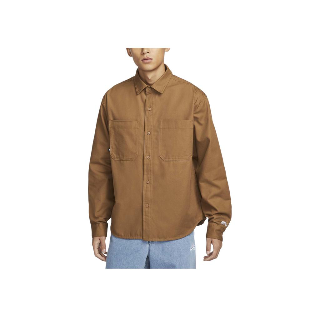 Nike Sb Fashion Polo Loose Multi-Pocket Long Sleeve Shirt Unisex Shirts Light-British-Brown White FV7346281