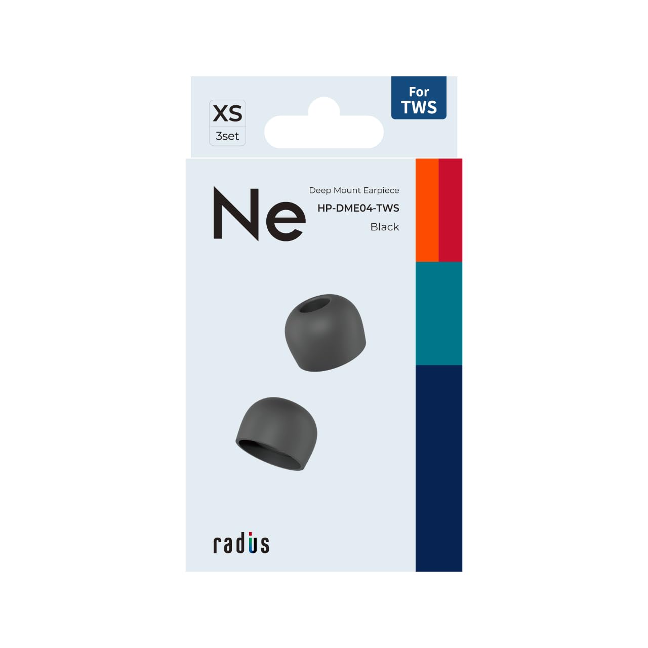 

Radius Deep Mount TWS Eartips 3-Pack XS SS Black Superior Fit Enhanced Bass High Sound Isolation HP-DME04K-TWS