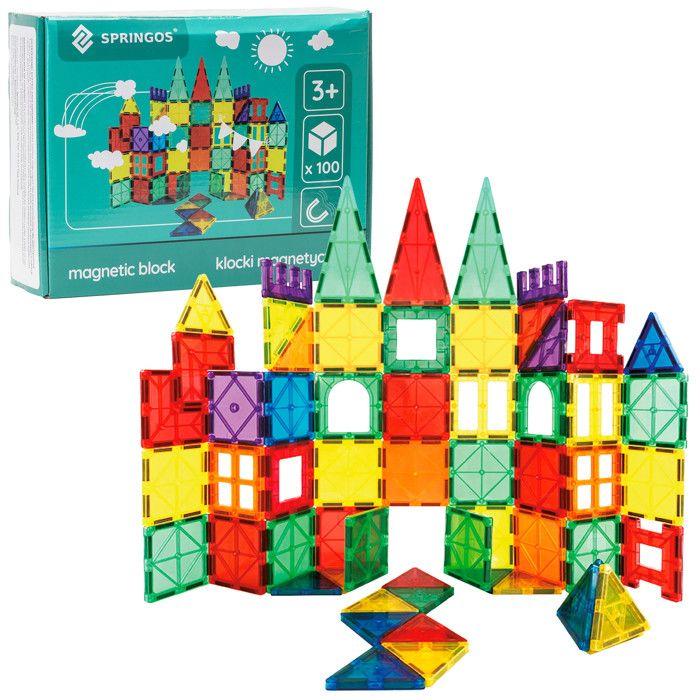 Set educativo di blocchi magnetici - SPRINGOS - 100 pezzi - Multicolore - 3 anni e più - CE