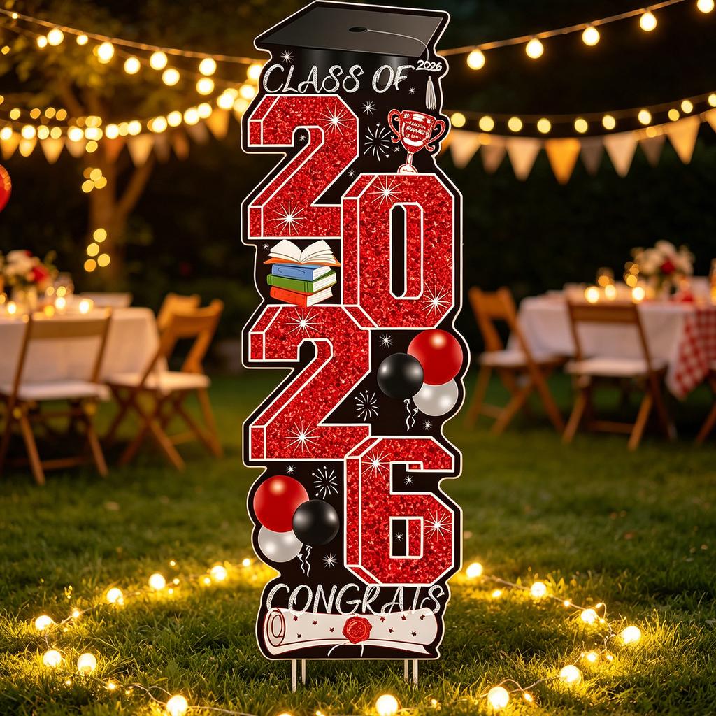 Graduation Season Yard Sign Set Hollow Board Lawn Decoration School Courtyard Outdoor Display Graduation Party Supplies Standee