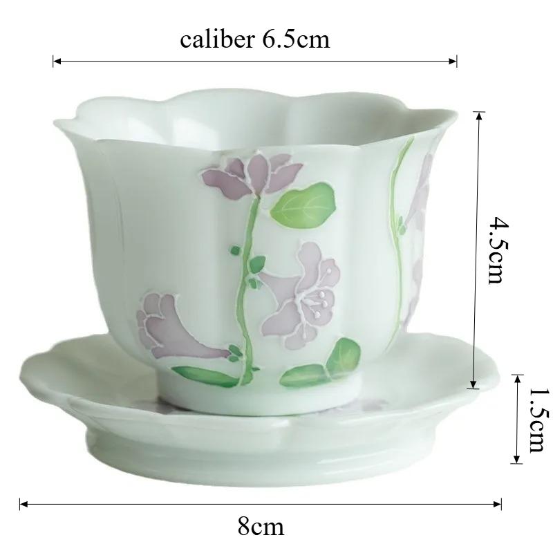 

Hand Drawn White Porcelain Bell Orchid Teapot, Household Ceramic Pot, Tea Cup and Plate Combination, Tea Set Accessories