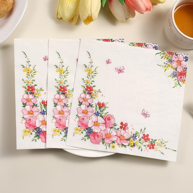20Pcs/pack 33x33cm Plant Flower Printed Paper Tableware Disposable Napkin Tissues Home Wedding Party Decoration