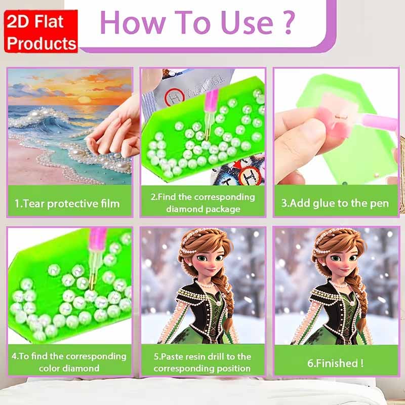 Disney Pearl Painting Frozen Anna 5D DIY Pearl Picture Crafts for Adults/Beginners Gift Ideas Home Decor