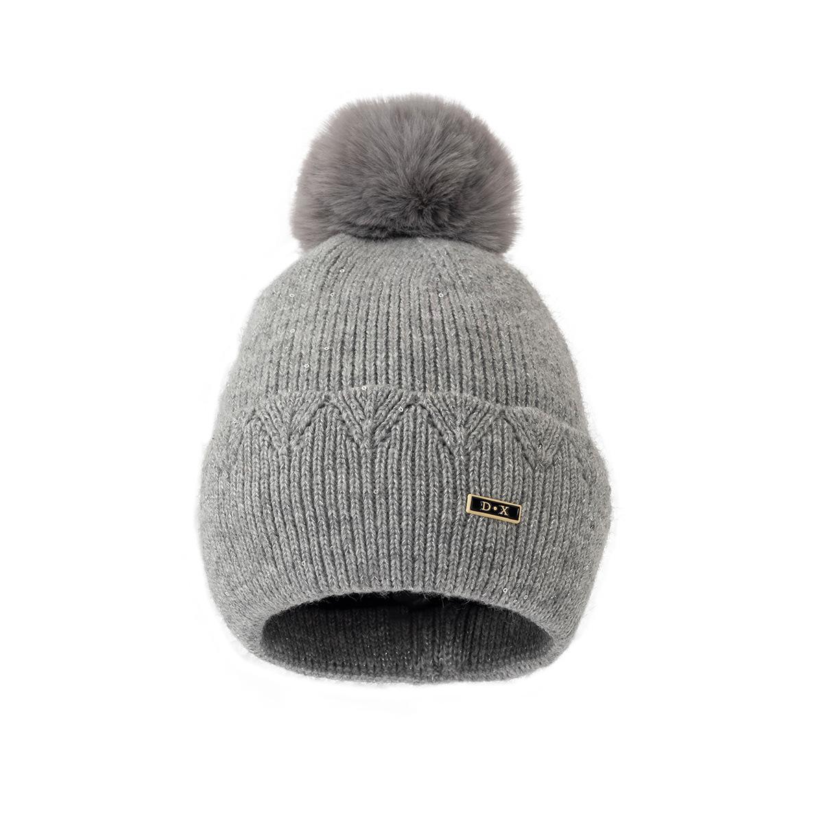 

Women S Hairball Winter Simple And Versatile Knitted Hat Warm, Cold And Windproof Fleece Hat One size [knitted]