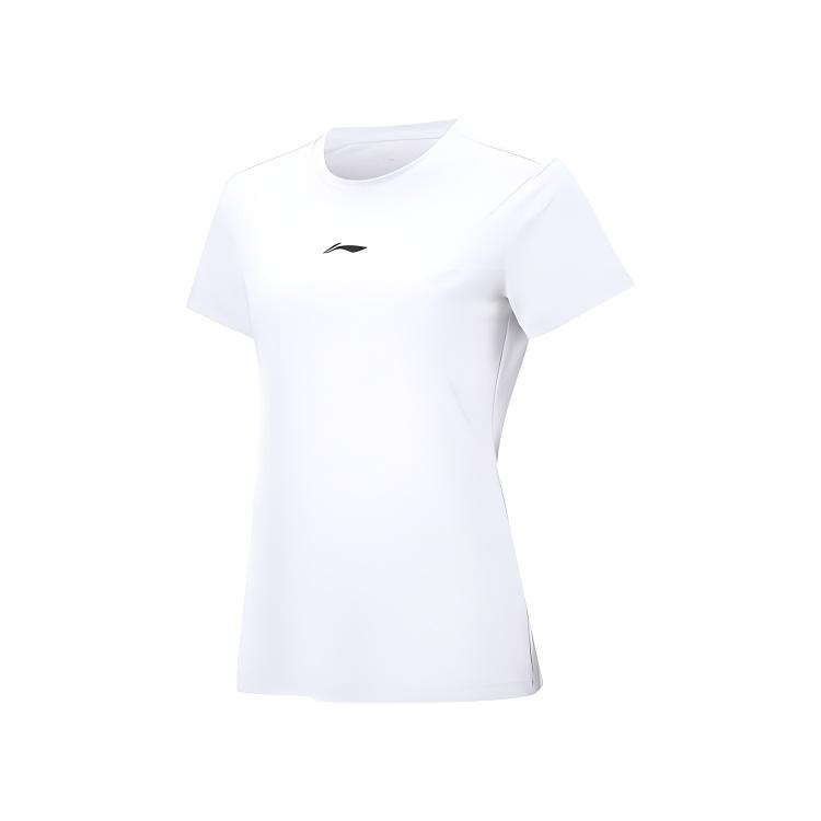Li-Ning Classic Solid Color Logo Print Round Neck Short Sleeve T-Shirt Unisex Tops White ATSV616-3