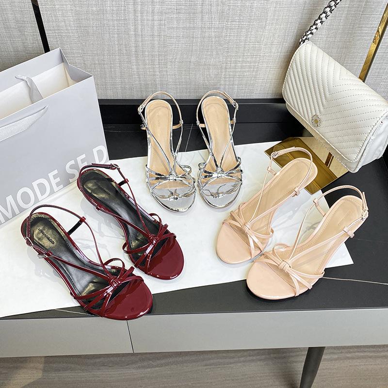 French Heel Sandals Women Summer Slim Strap Handmade High Heel Open Toe Dress Shoes New Arrival