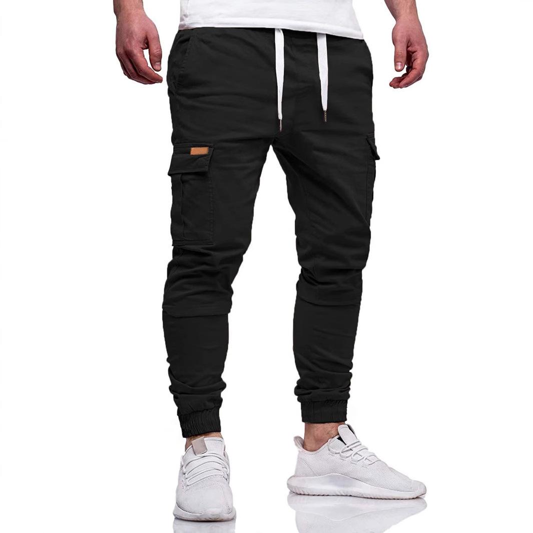Mimanfs Nieuwe Heren Sport- en Casual Sneldrogende Werkbroek voor Heren voor Lente en Herfst, Comfortabele Effen Kleur Casual Broek voor Heren M zwart