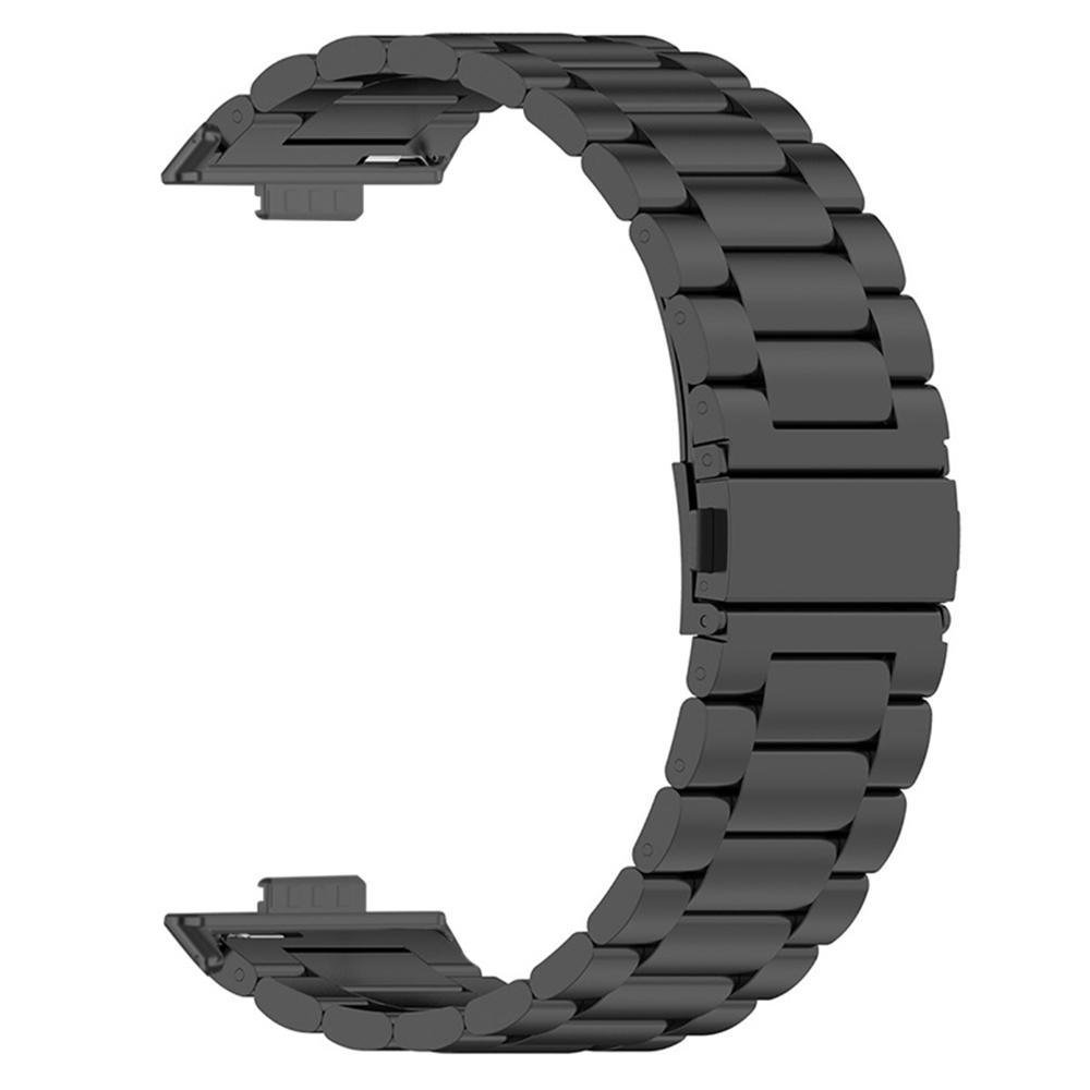 For Huawei Watch Fit 3 Band with Dual Press Buckle,3-Bead Steel Wrist Strap
