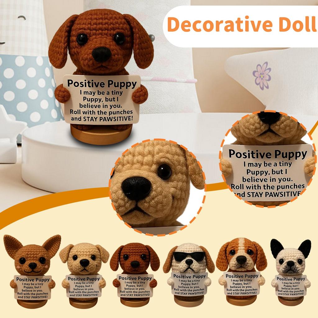 Positive Crochet Puppy Desktop Decoration Birthday Gift Holiday Gift
