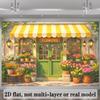 2D Bright Florist Shop with "OPEN" Sign Photography Background