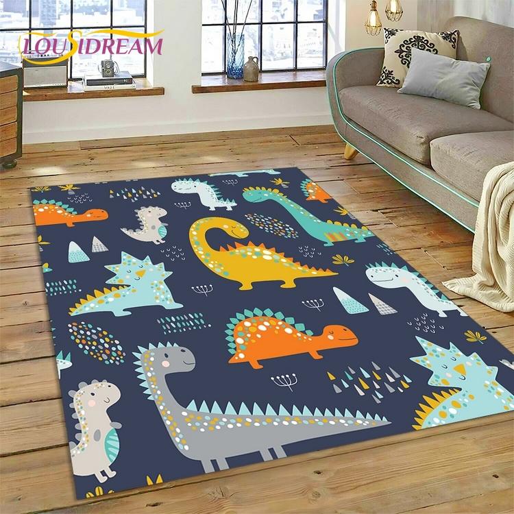 3D Cute Dino Cartoon Dinosaur Space Carpet Rug for Bedroom Living Room Home Sofa Decoration,Children Game Large Decor Floor Mat