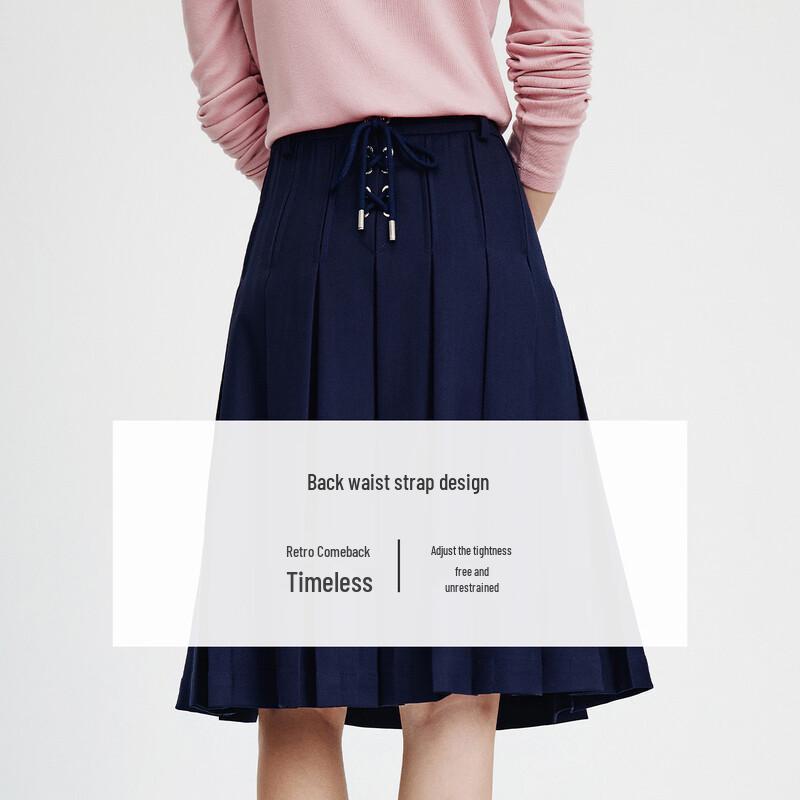 Naviker Italian A-Line Pleated Midi Skirt