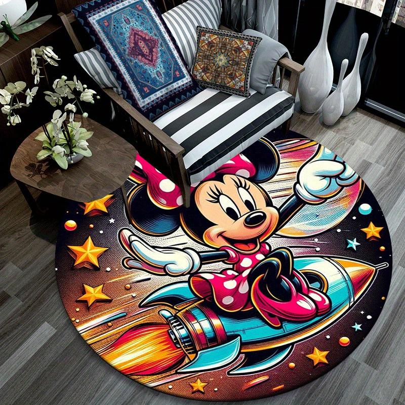 1 Stück Minnie Runder Teppich, Rutschfest, Maschinenwaschbar, Polyester Teppich für Wohnzimmer, Schlafzimmer Dekoration