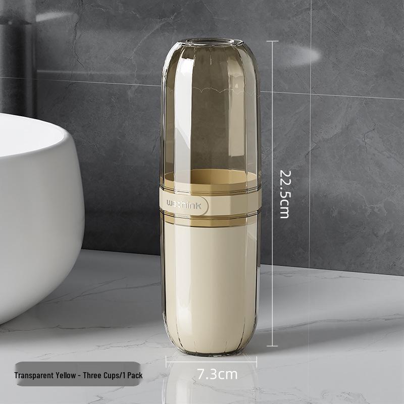 Convenient Travel Toothbrush & Mouthwash Cup Set with Storage - Essential for Easy Toiletry Organization