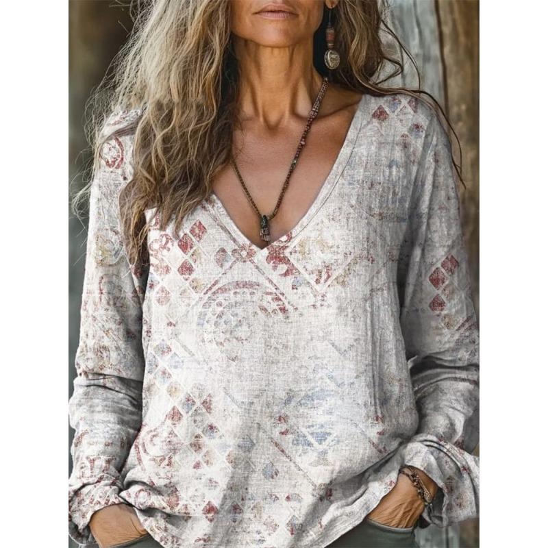 JPNTKY Women's Fashion Casual Long Sleeve V Neck Blouses & Shirts