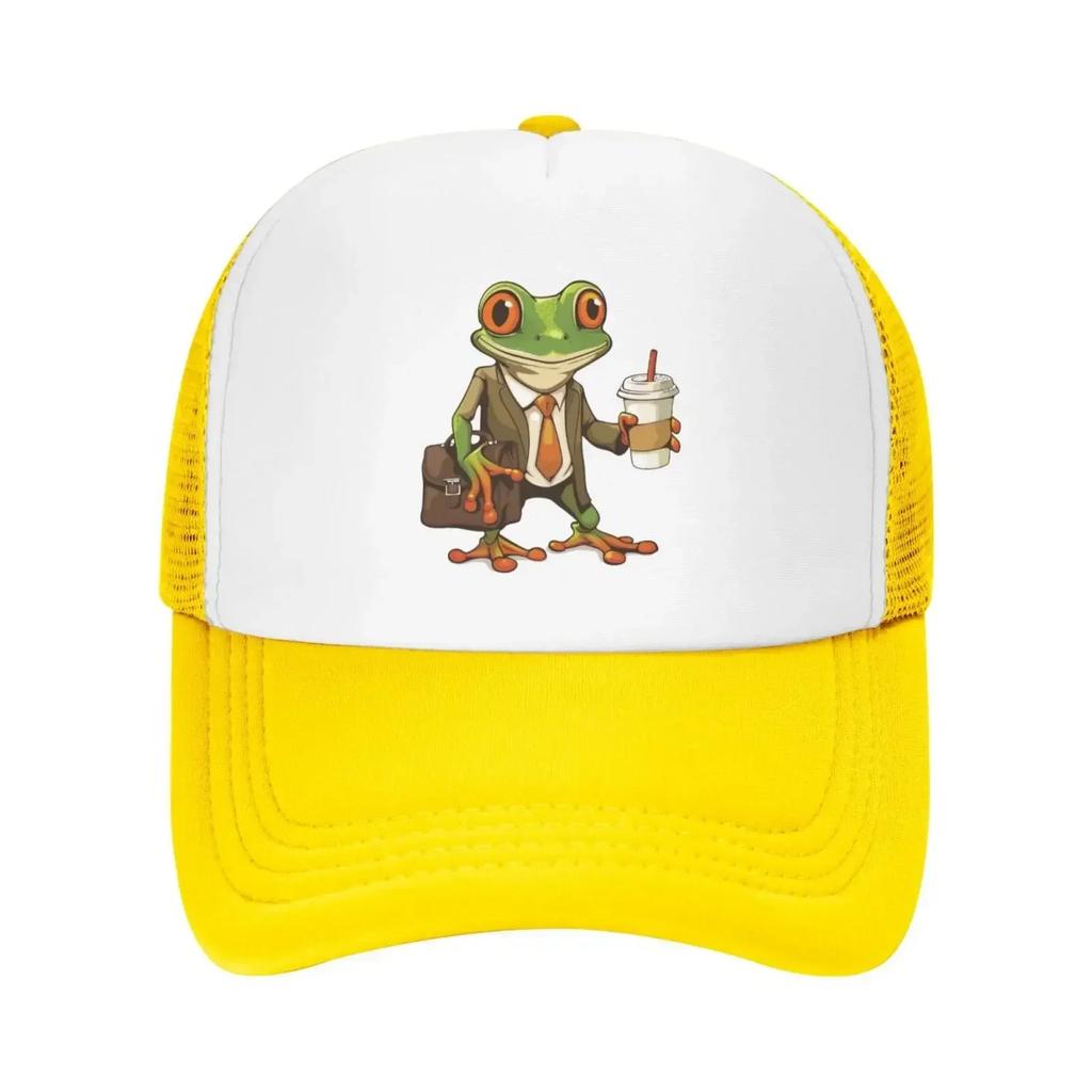 Mesh Dad Hat Adjustable Washed Cool Tree Frog Coffee Baseball Dad Cap Funny Distressed Ball Trucker Cap for Women Unisex Unisex