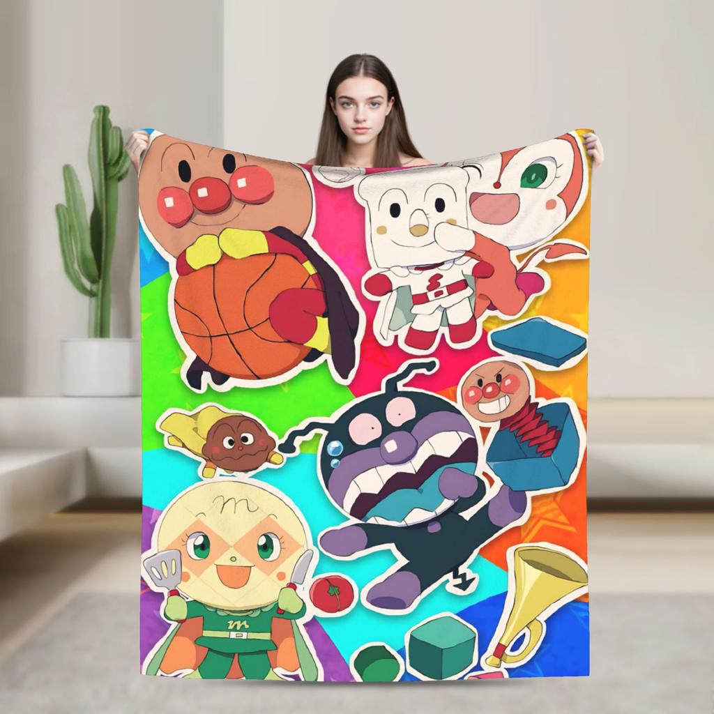 Baikinman Anime  Flannel Blanket  Warm Throw Blanket for Couch Chair Camping Fashion Bedspread Sofa Bed Cover