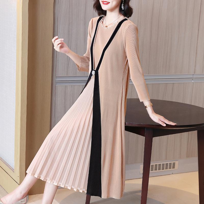 Plus Size Temperament High-end Dresses Women Spring Summer Loose Pleated A-Line Dress for Women