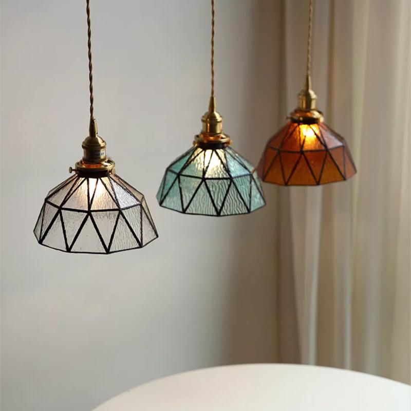 Nordic Retro Glass Pendant Light Green Hanging Lamp Living Room Decor Luminaire Hall Bedroom Dining Room Indoor Fixture Lustre