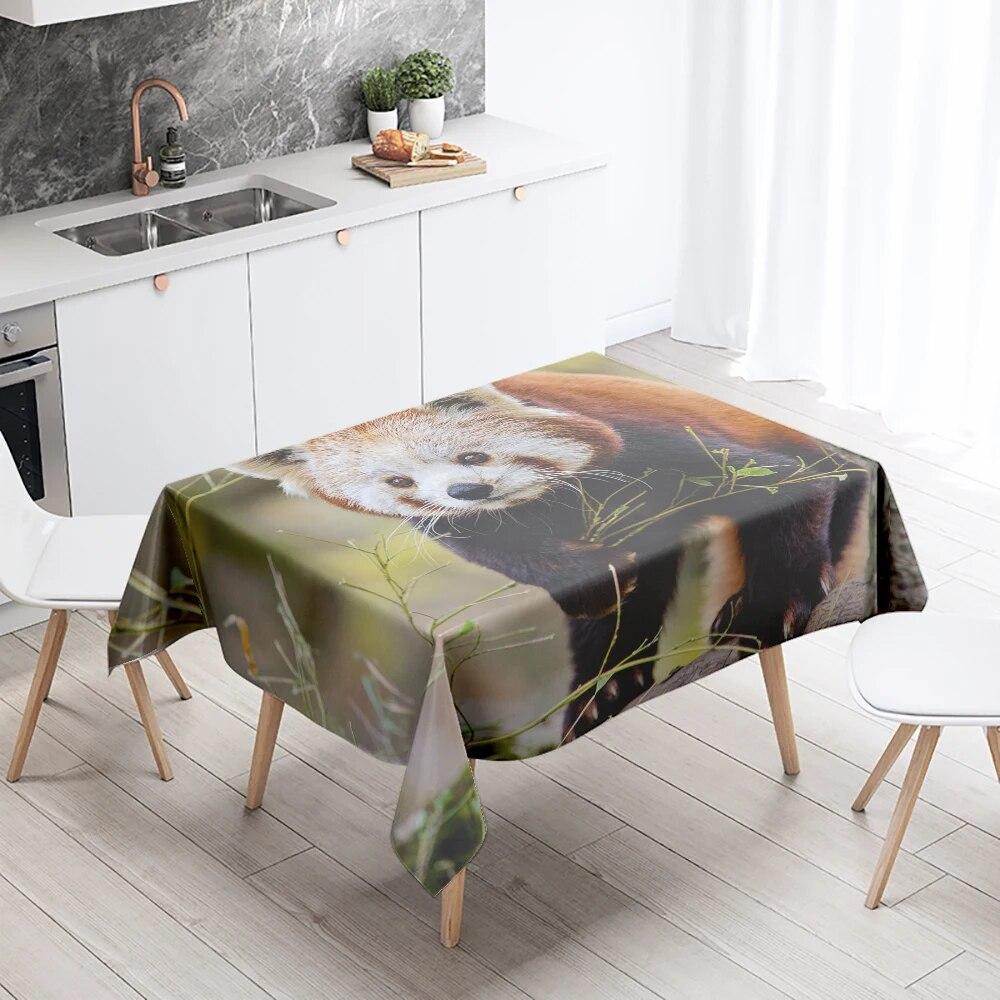 Red Panda Tablecloth Cute Animal  Anti-fouling Waterproof Rectangular  Kitchen Table Home Decoration