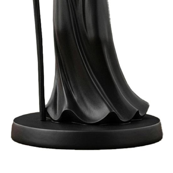 Black Gold Staff Witch Sculpture Halloween Witch Holding Scepter Statue Resin Witch And Raven Figurine for Gothic Home Tabletop Decor