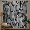 2Pcs Elegant Sheer Curtains – Black And White Floral Pattern, Ideal For Living Room And Bedroom, Modern Home Decor