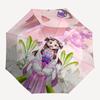 1pc Outdoor Umbrella with Anime Girl and Flowers Design - Automatic Opening/Closing, Portable 3-Fold Design, 8-Bone Iron Frame, Perfect Gift for