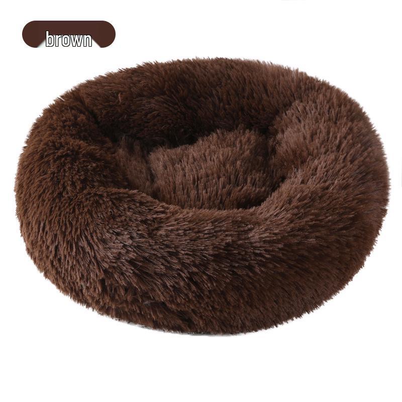 Plush Round Pet Bed for Dogs and Cats - Cozy Winter Mat