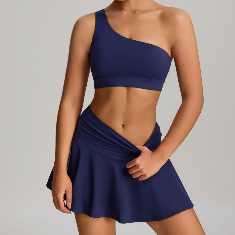 Womens Sport Skort Set With Built-in Bra Top Tennis Running Yoga Fitness Workout