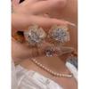 Design, High-End Flower-Encrusted Diamond Large Earrings, Silver Needle, Light Luxury Niche Full Diamond Earrings, Exquisite Ear Accessories