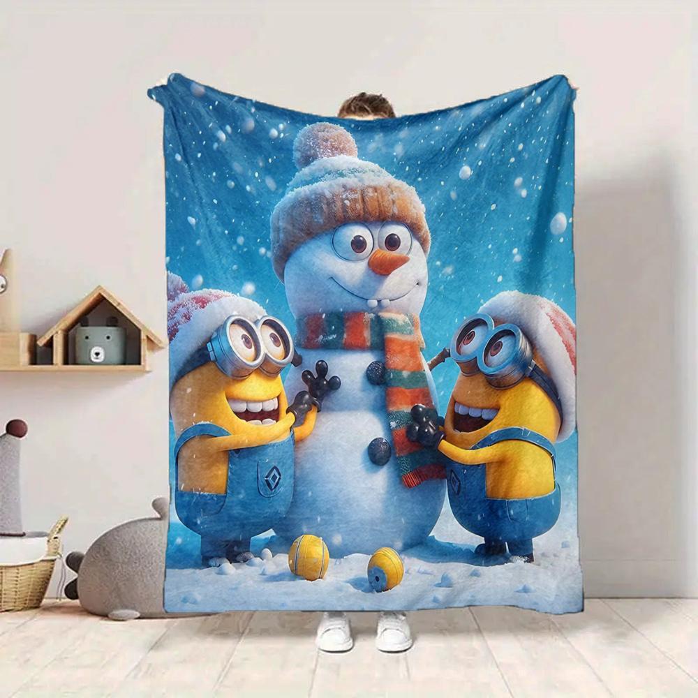 1Pc Minions Christmas Celebration Blanket Soft And Comfortable Casual Warm Camping Travel Christmas Halloween Gift M91754