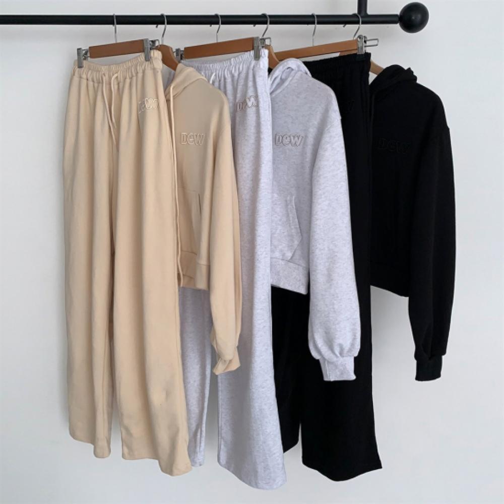 New Arrivals Open Run Women Fall Training Set Cropped Hooded Jacket Wide Pants