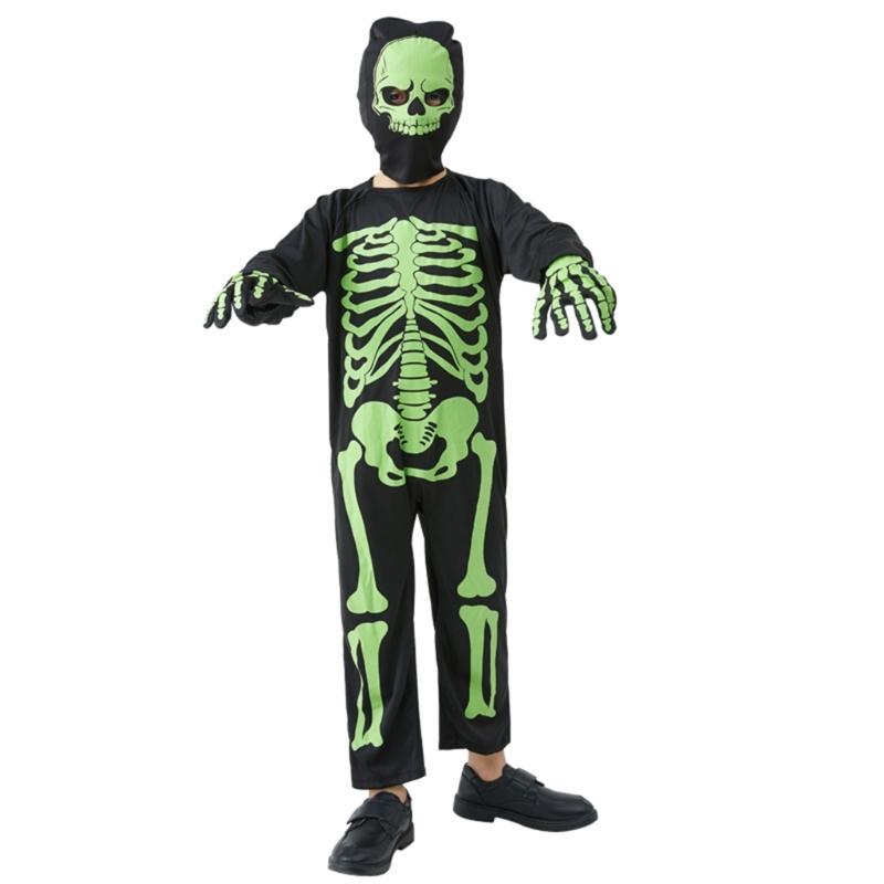 Kids Fancy Dress Up Cosplay Party Bodysuit Role Play Jumpsuit Kids Halloween Costumes Scary Skeleton Costumes for Kids