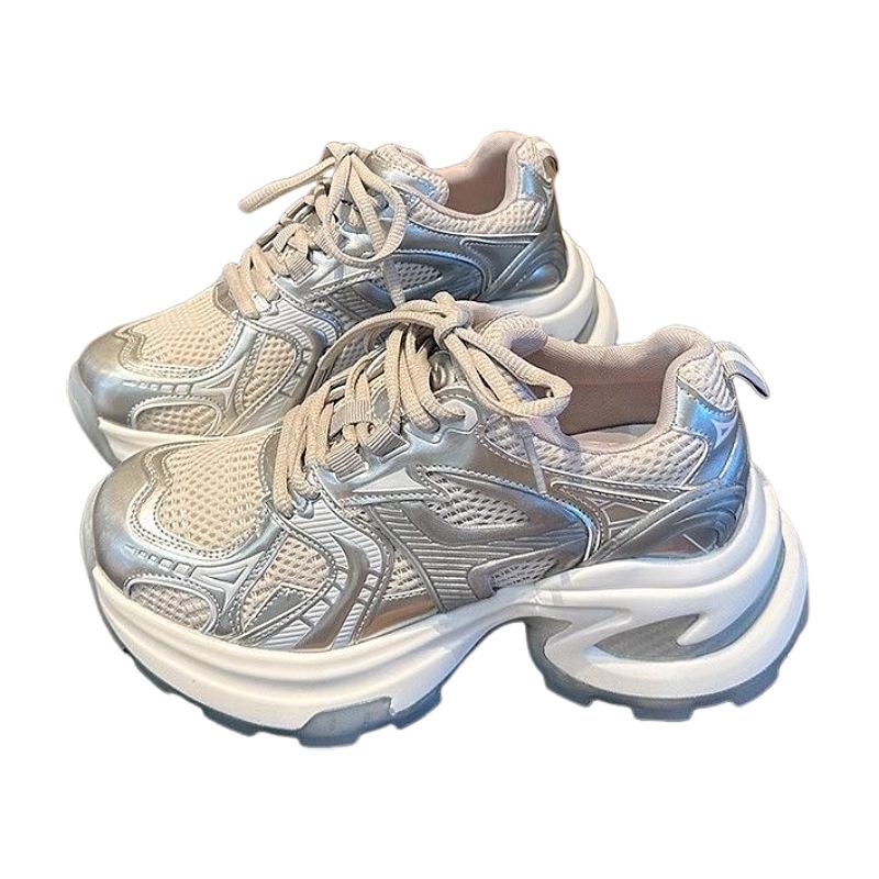 Women's 2025 Summer Thick-Soled Mesh Platform Sneakers - Breathable, Casual, Sports Style