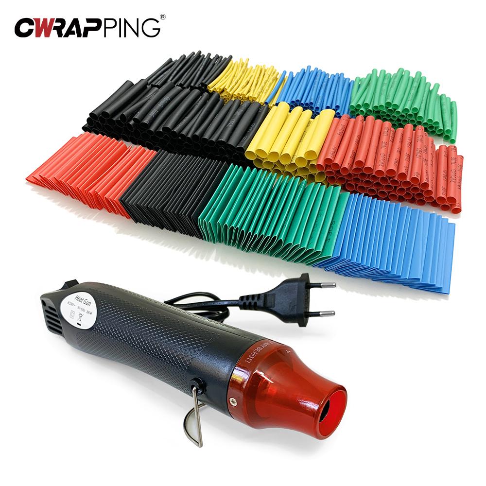 Heat Shrink Tube Insulated Sleeving Tubing Set Car Wire Wrap Heat-shrink Tubing Wrapping Kit Wire Wrap Cable Hot Air Gun 2:1